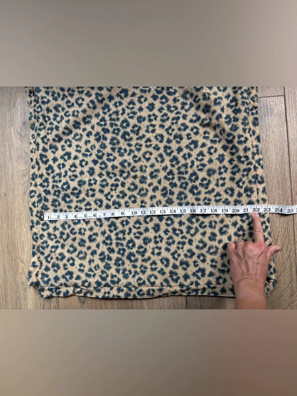 Navy Velvet & Linen Leopard Print Accent Pillow Cover | 22” Square Reversible